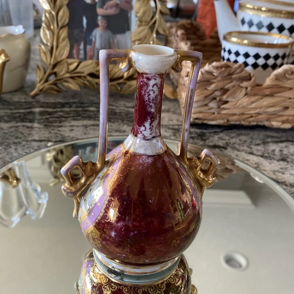 Antique 1890-1910 Royal Vienna Style Austria Porcelain Ewer Vase Beehive Mark!